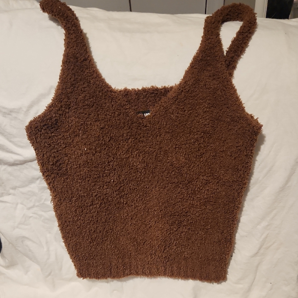 Fashion Nova Chocolate Fuzzy Tank Top